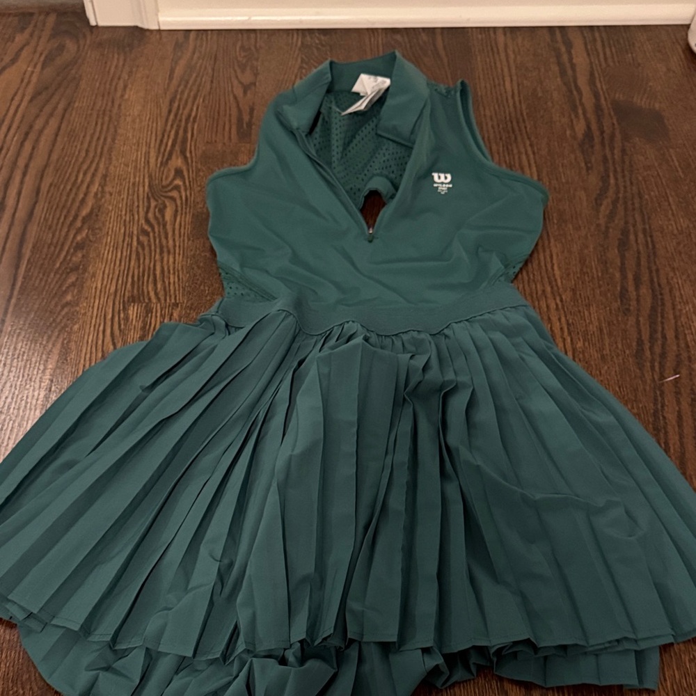 Wilson Girls' Teal Sleeveless Pleated Tennis Dress